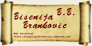 Bisenija Branković vizit kartica